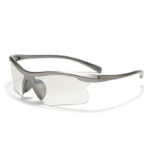 Silver semi-rimless UV400 sports sunglasses with dark PC lenses and lightweight PC frame