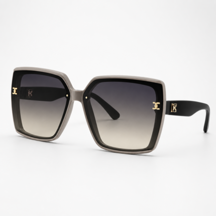 Oversized white square UV400 fashion sunglasses with dark PC lenses and lightweight PC frame