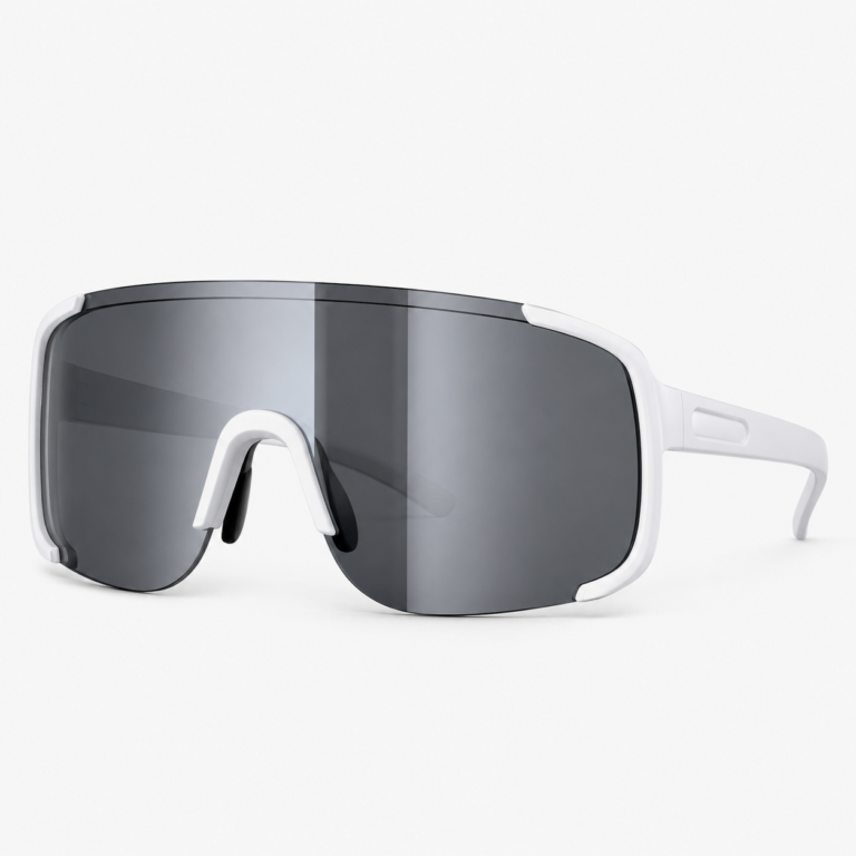 Maishang UV400 oversized cycling sunglasses with shield lens, white resin frame and PC lens for outdoor sports