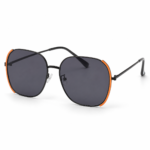 Orange side-rim UV375 fashion sunglasses with PC lenses and lightweight metal frame