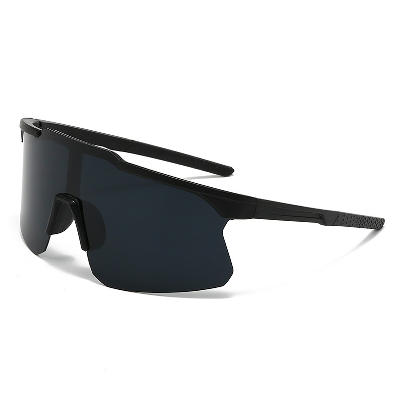 Black PC outdoor protective sports sunglasses with shield-style lens and wraparound frame