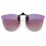 Gradient purple polarized clip-on sunglasses with UV400 TAC lenses and metal frame
