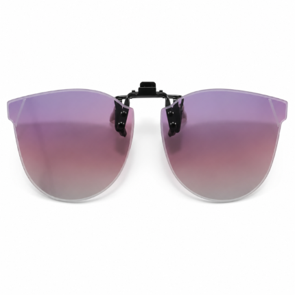 Gradient purple polarized clip-on sunglasses with UV400 TAC lenses and metal frame