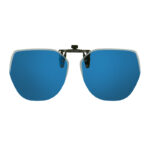 Blue polygon polarized clip-on sunglasses with UV400 TAC lenses for prescription glasses